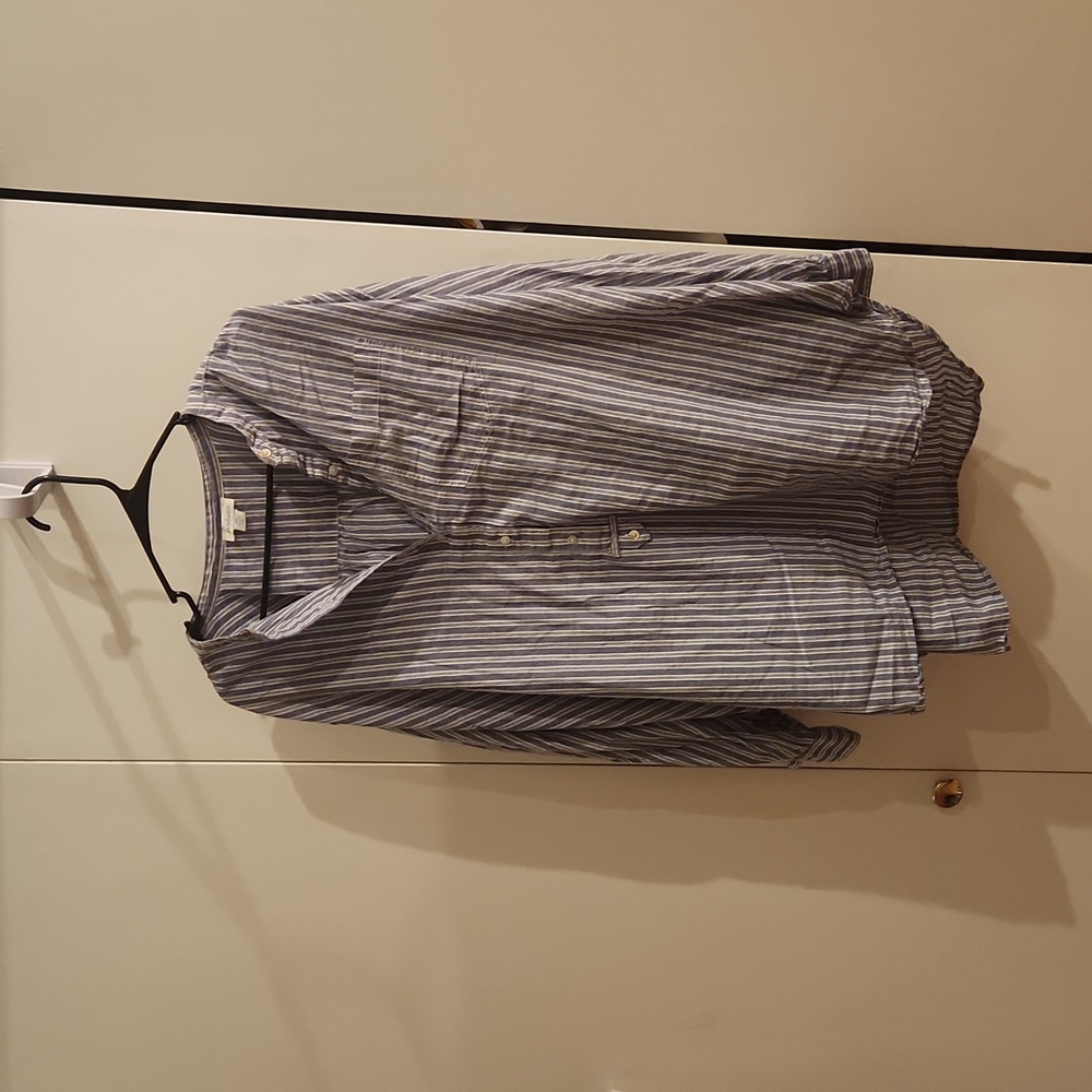 Blue and White Striped Flowy Button-down from Sundance